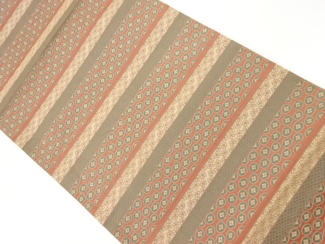 JAPANESE KIMONO / VINTAGE FUKURO OBI / WOVEN FLOWER RHOMBUS